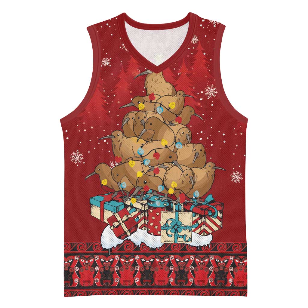 Funny Kiwi Bird Xmas Tree Basketball Jersey New Zealand Tribal Christmas Spirit - Aussie Hoodie