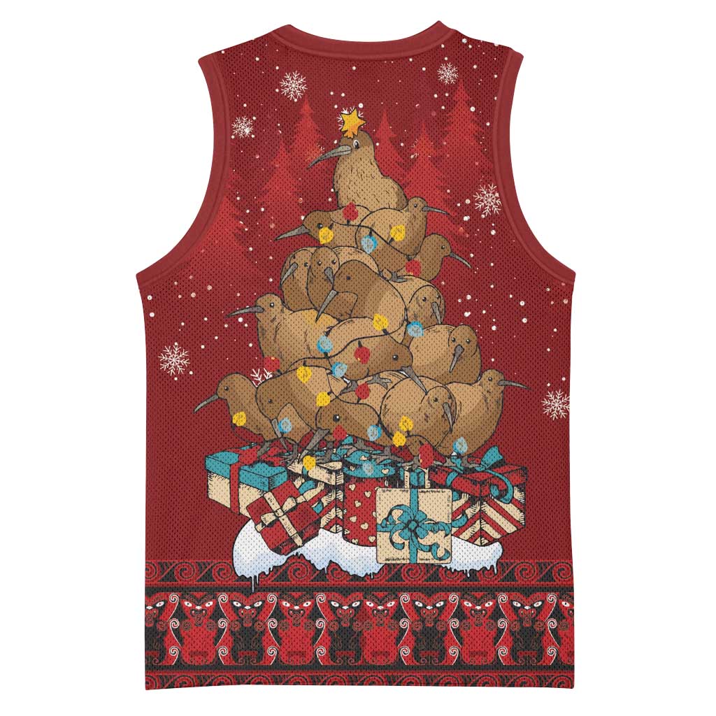 Funny Kiwi Bird Xmas Tree Basketball Jersey New Zealand Tribal Christmas Spirit - Aussie Hoodie