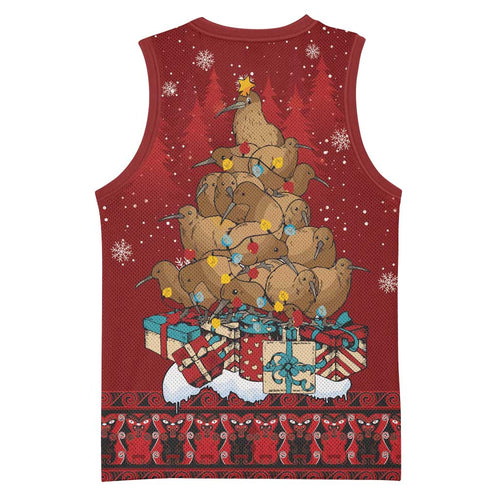 Funny Kiwi Bird Xmas Tree Basketball Jersey New Zealand Tribal Christmas Spirit - Aussie Hoodie