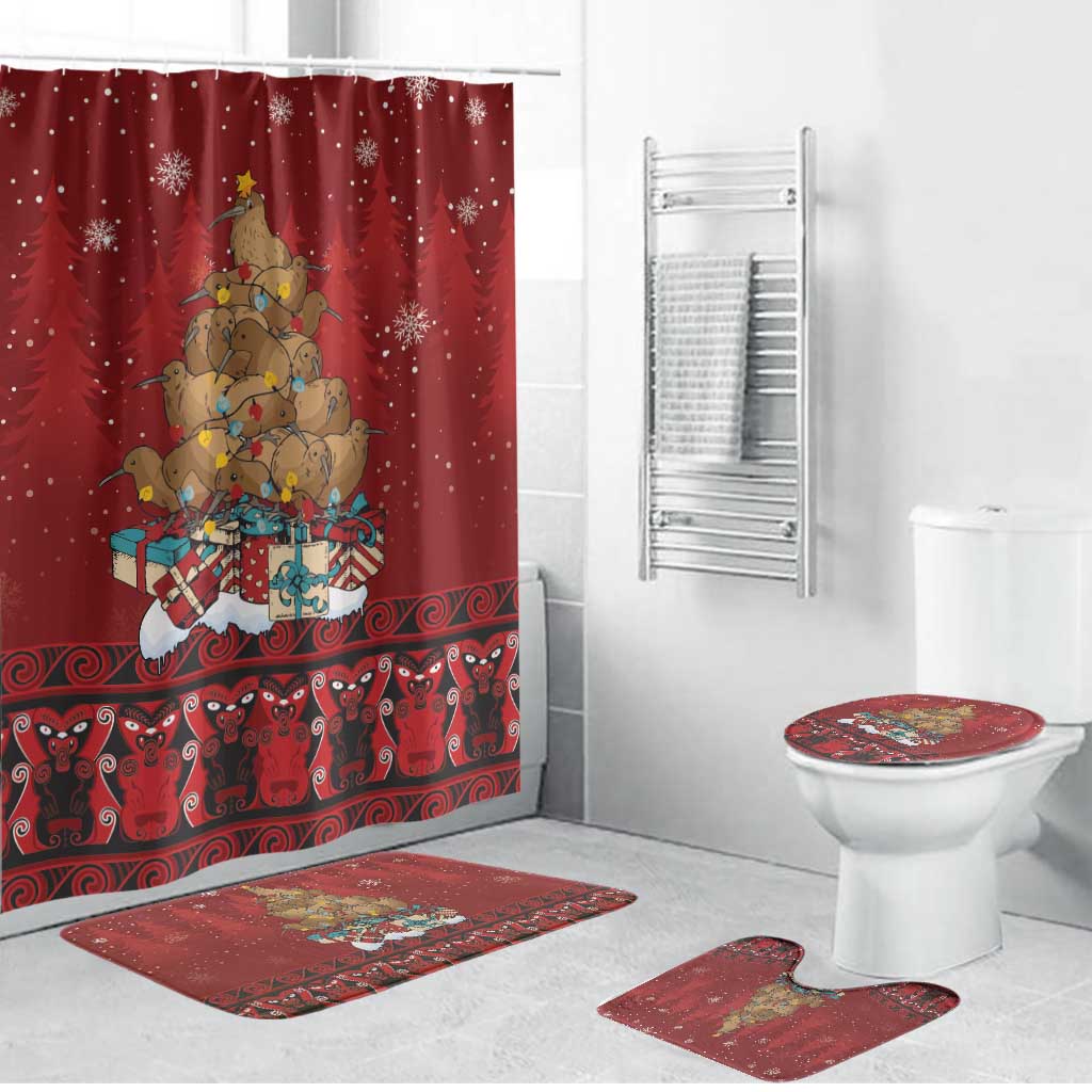 Funny Kiwi Bird Xmas Tree Bathroom Set New Zealand Tribal Christmas Spirit - Aussie Hoodie