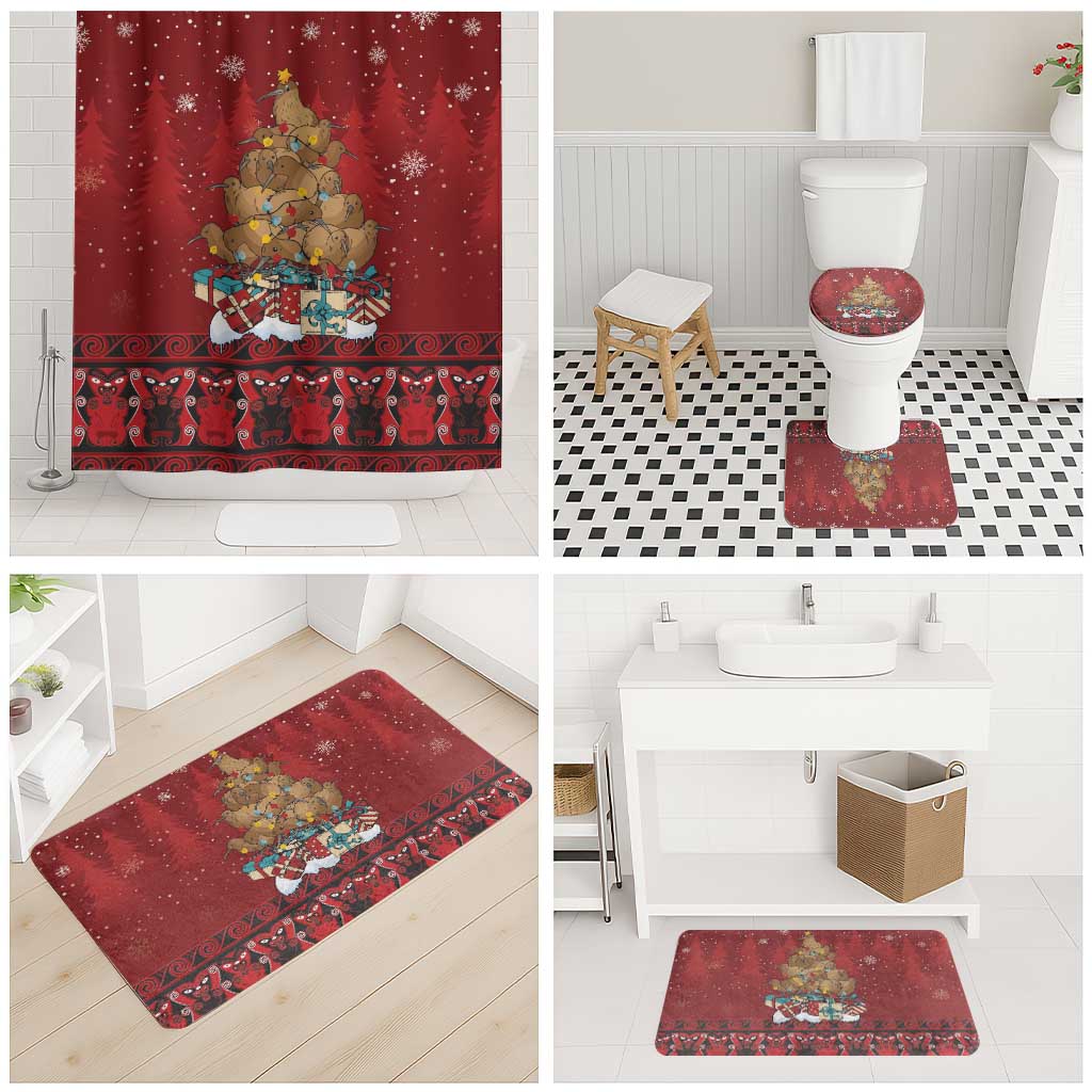 Funny Kiwi Bird Xmas Tree Bathroom Set New Zealand Tribal Christmas Spirit - Aussie Hoodie