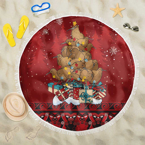 Funny Kiwi Bird Xmas Tree Beach Blanket New Zealand Tribal Christmas Spirit - Aussie Hoodie