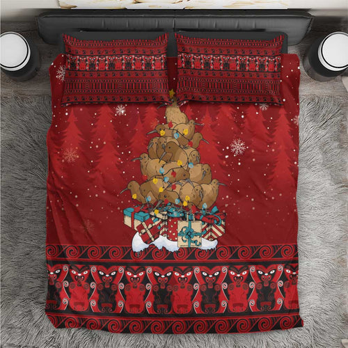 Funny Kiwi Bird Xmas Tree Bedding Set New Zealand Tribal Christmas Spirit - Aussie Hoodie