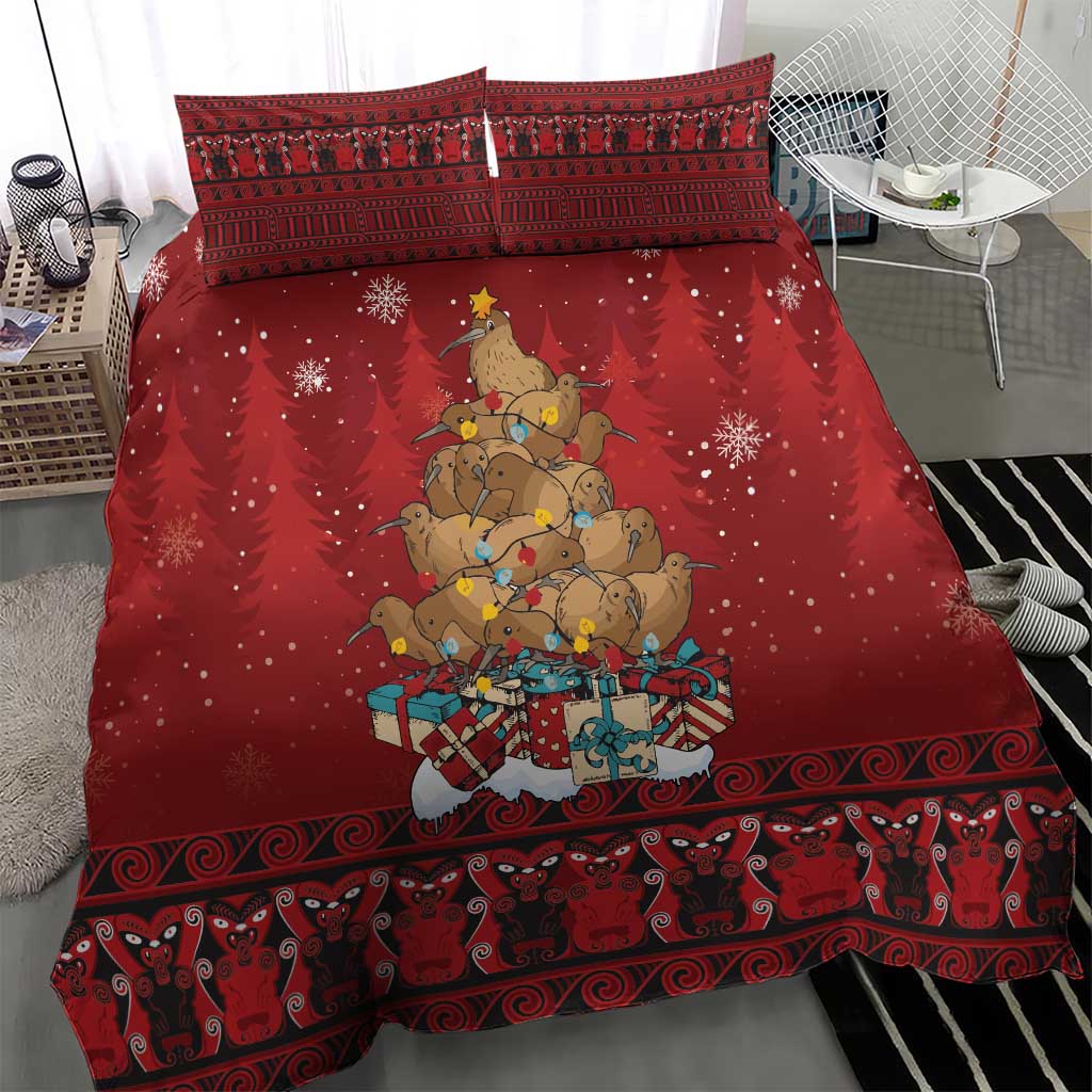 Funny Kiwi Bird Xmas Tree Bedding Set New Zealand Tribal Christmas Spirit - Aussie Hoodie