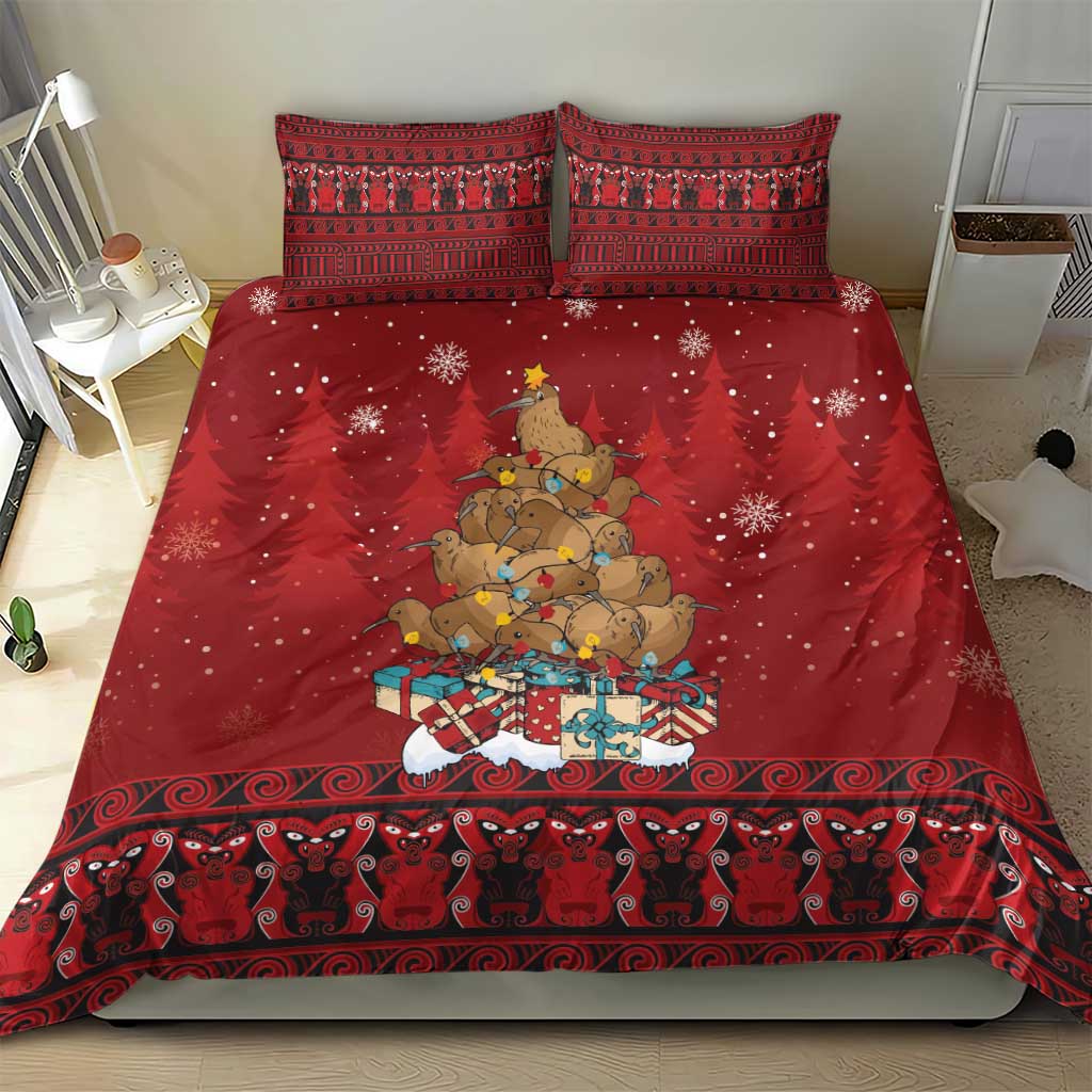 Funny Kiwi Bird Xmas Tree Bedding Set New Zealand Tribal Christmas Spirit - Aussie Hoodie