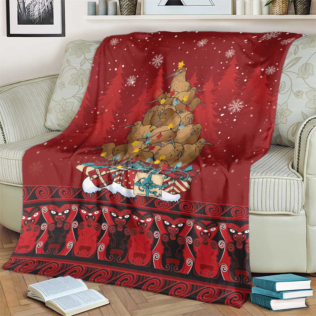 Funny Kiwi Bird Xmas Tree Blanket New Zealand Tribal Christmas Spirit - Aussie Hoodie