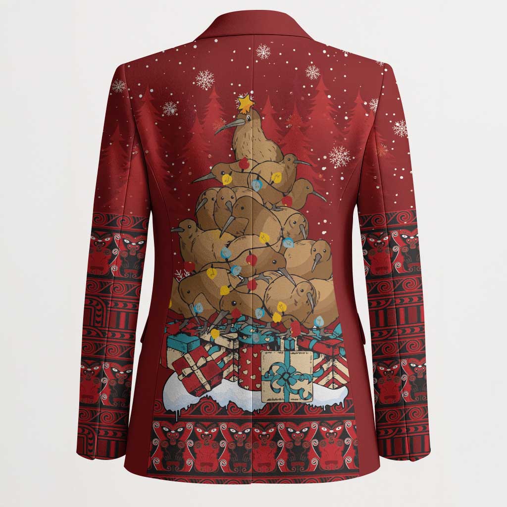 Funny Kiwi Bird Xmas Tree Blazer New Zealand Tribal Christmas Spirit - Aussie Hoodie
