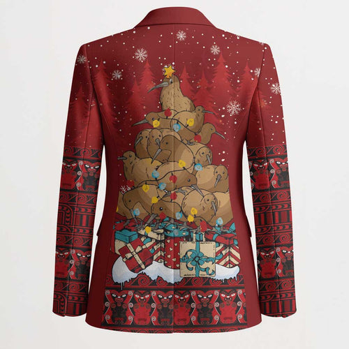 Funny Kiwi Bird Xmas Tree Blazer New Zealand Tribal Christmas Spirit - Aussie Hoodie