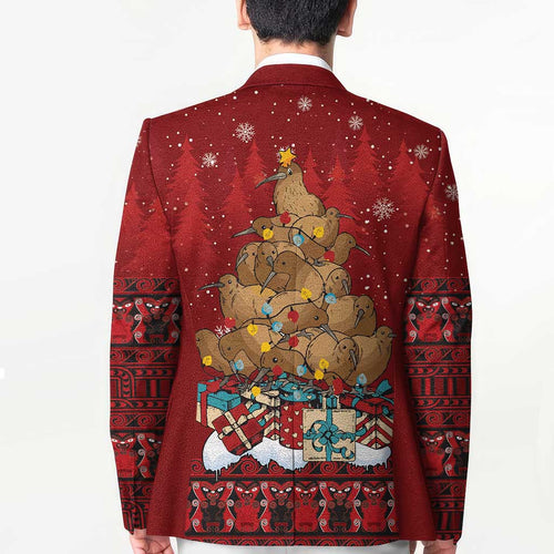 Funny Kiwi Bird Xmas Tree Blazer New Zealand Tribal Christmas Spirit - Aussie Hoodie