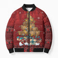 Funny Kiwi Bird Xmas Tree Bomber Puffer Jacket New Zealand Tribal Christmas Spirit - Aussie Hoodie