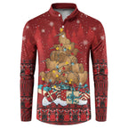 Funny Kiwi Bird Xmas Tree Button Sweatshirt New Zealand Tribal Christmas Spirit - Aussie Hoodie