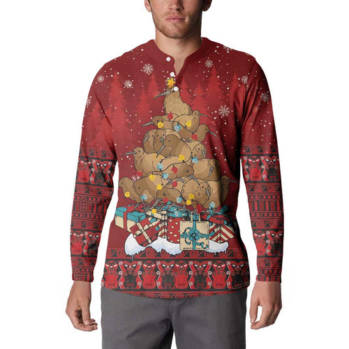 Funny Kiwi Bird Xmas Tree Button Sweatshirt New Zealand Tribal Christmas Spirit - Aussie Hoodie