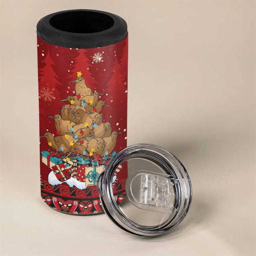 Funny Kiwi Bird Xmas Tree 4 in 1 Can Cooler Tumbler New Zealand Tribal Christmas Spirit - Aussie Hoodie