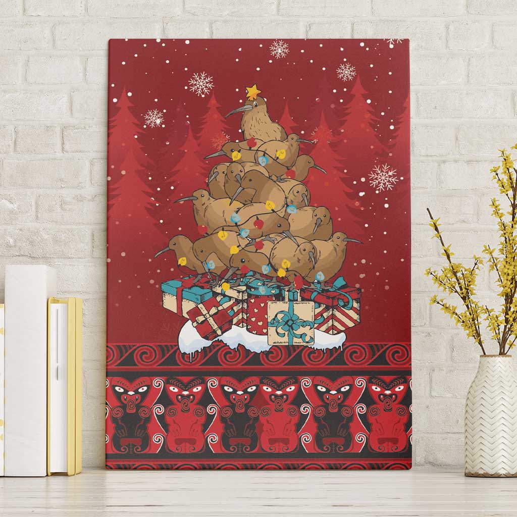 Funny Kiwi Bird Xmas Tree Canvas Wall Art New Zealand Tribal Christmas Spirit - Aussie Hoodie