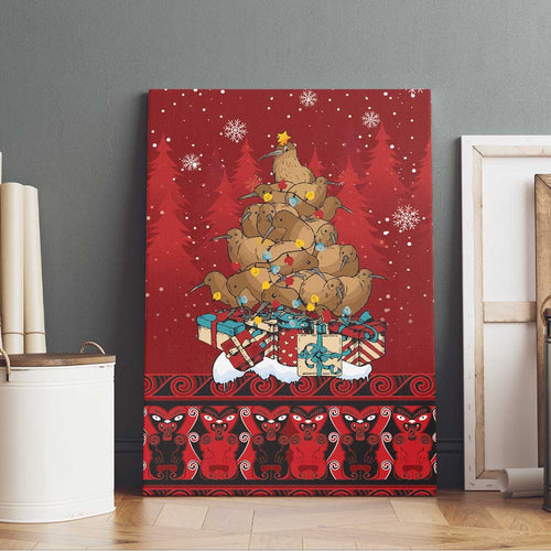 Funny Kiwi Bird Xmas Tree Canvas Wall Art New Zealand Tribal Christmas Spirit - Aussie Hoodie