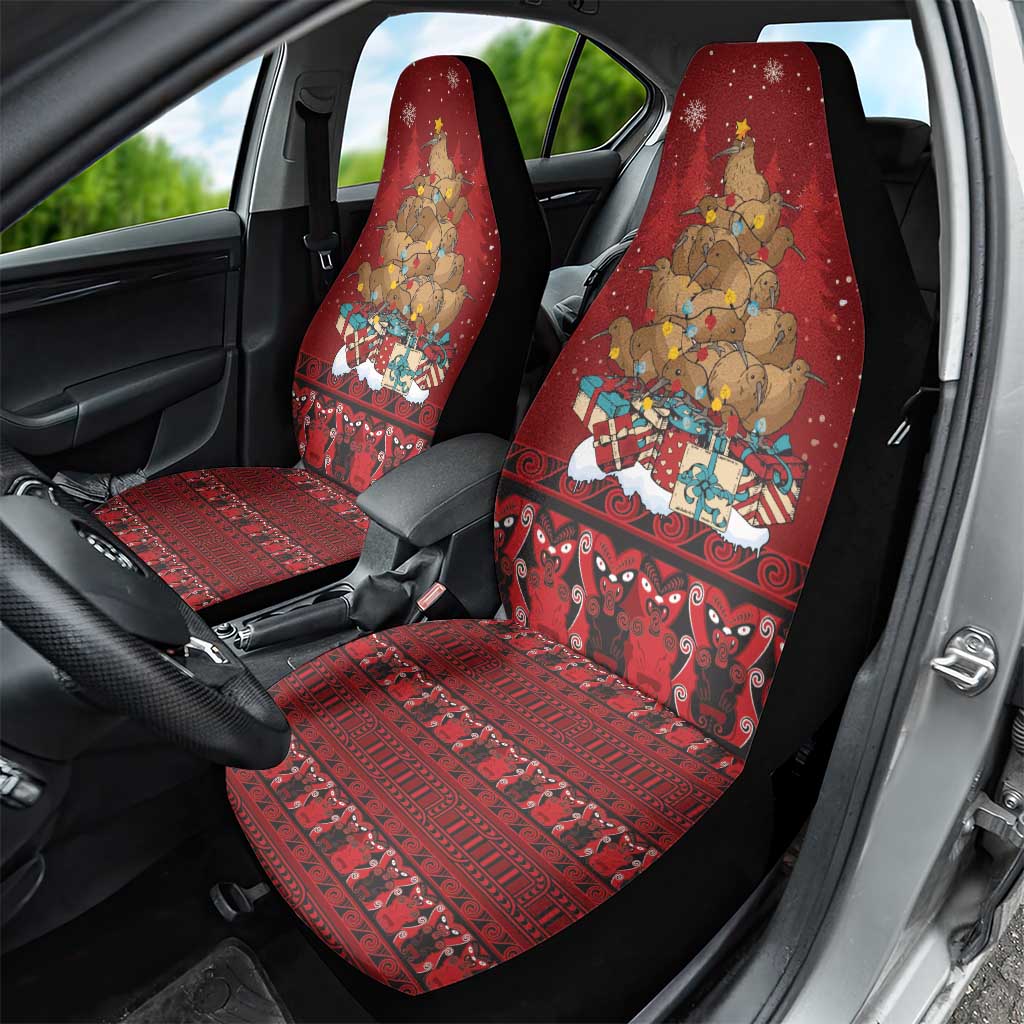 Funny Kiwi Bird Xmas Tree Car Seat Cover New Zealand Tribal Christmas Spirit - Aussie Hoodie