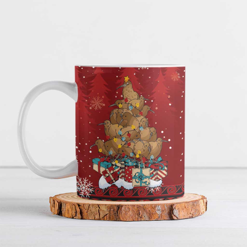 Funny Kiwi Bird Xmas Tree Ceramic Mug New Zealand Tribal Christmas Spirit - Aussie Hoodie