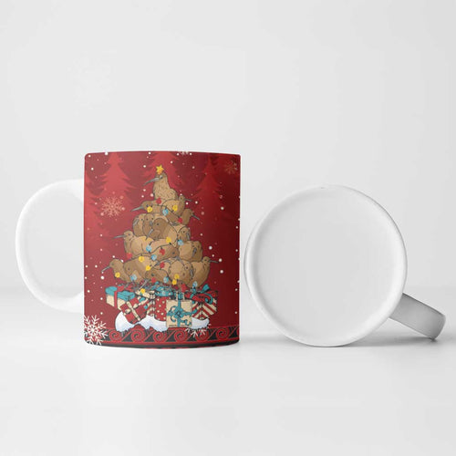 Funny Kiwi Bird Xmas Tree Ceramic Mug New Zealand Tribal Christmas Spirit - Aussie Hoodie