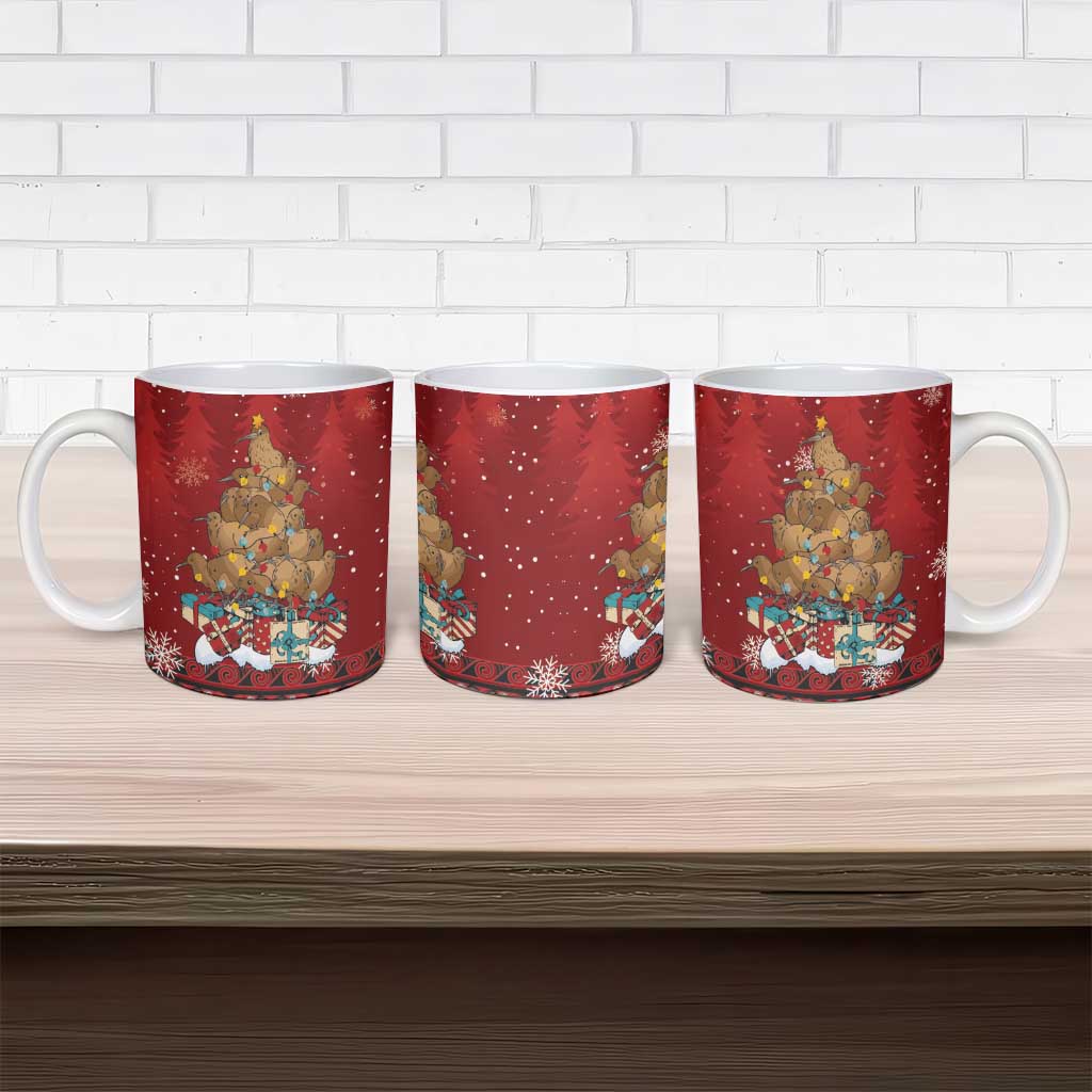 Funny Kiwi Bird Xmas Tree Ceramic Mug New Zealand Tribal Christmas Spirit - Aussie Hoodie
