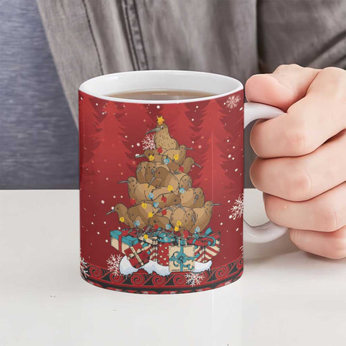 Funny Kiwi Bird Xmas Tree Ceramic Mug New Zealand Tribal Christmas Spirit - Aussie Hoodie