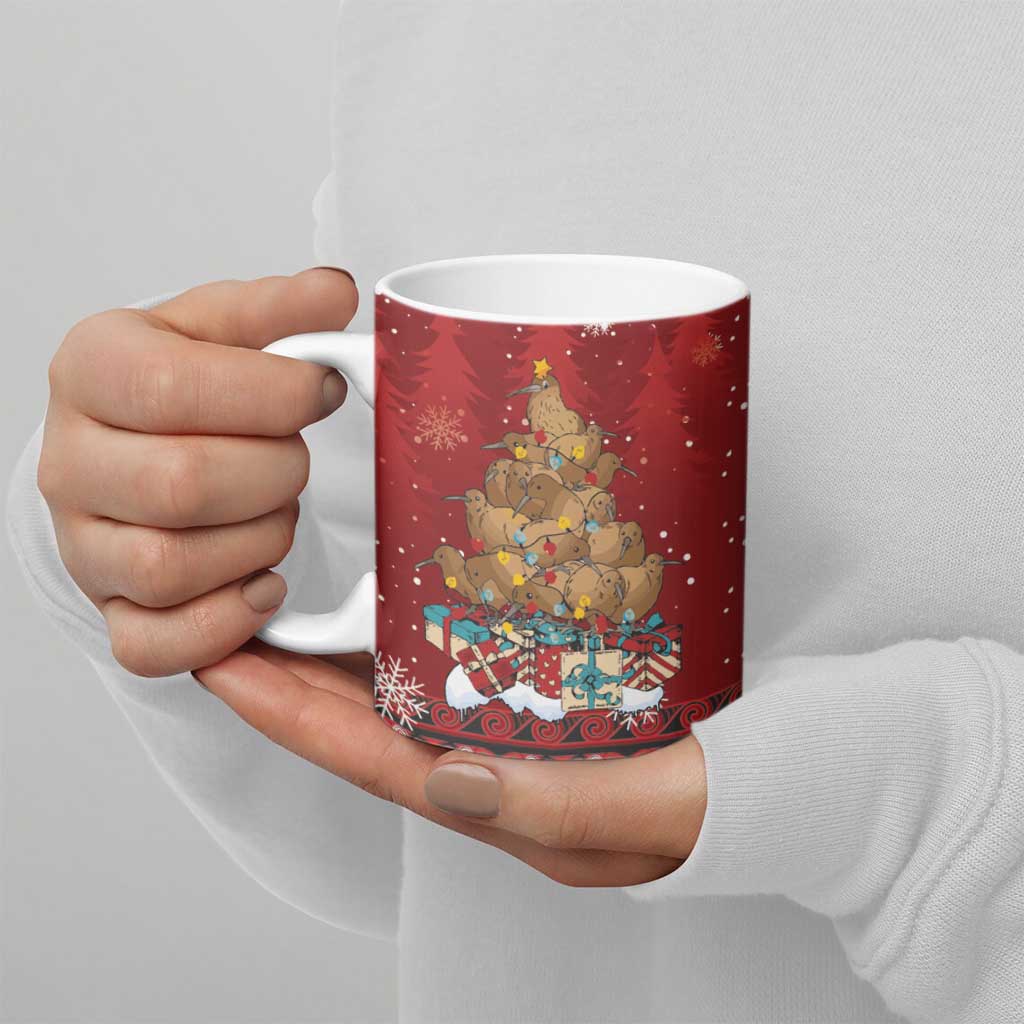 Funny Kiwi Bird Xmas Tree Ceramic Mug New Zealand Tribal Christmas Spirit - Aussie Hoodie