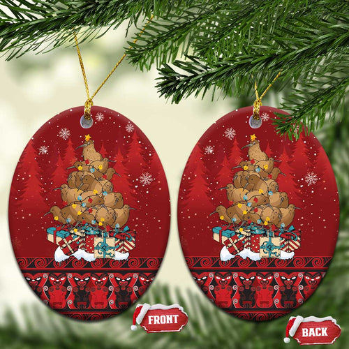 Funny Kiwi Bird Xmas Tree Ceramic Ornament New Zealand Tribal Christmas Spirit - Aussie Hoodie
