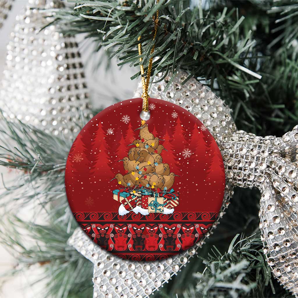 Funny Kiwi Bird Xmas Tree Ceramic Ornament New Zealand Tribal Christmas Spirit - Aussie Hoodie