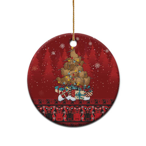 Funny Kiwi Bird Xmas Tree Ceramic Ornament New Zealand Tribal Christmas Spirit - Aussie Hoodie