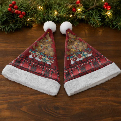 Funny Kiwi Bird Xmas Tree Christmas Santa Hat New Zealand Tribal Christmas Spirit - Aussie Hoodie