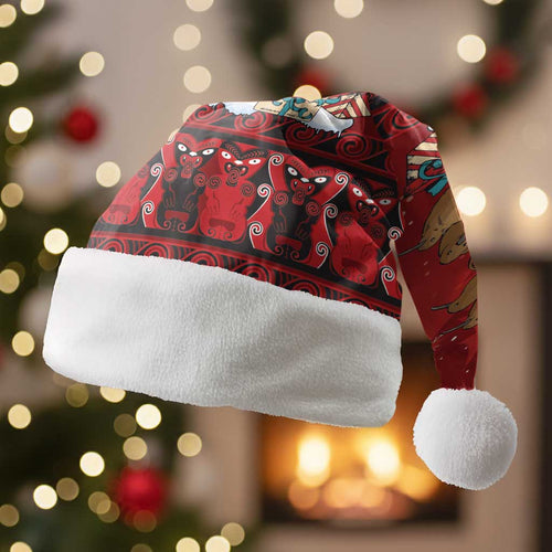 Funny Kiwi Bird Xmas Tree Christmas Santa Hat New Zealand Tribal Christmas Spirit - Aussie Hoodie