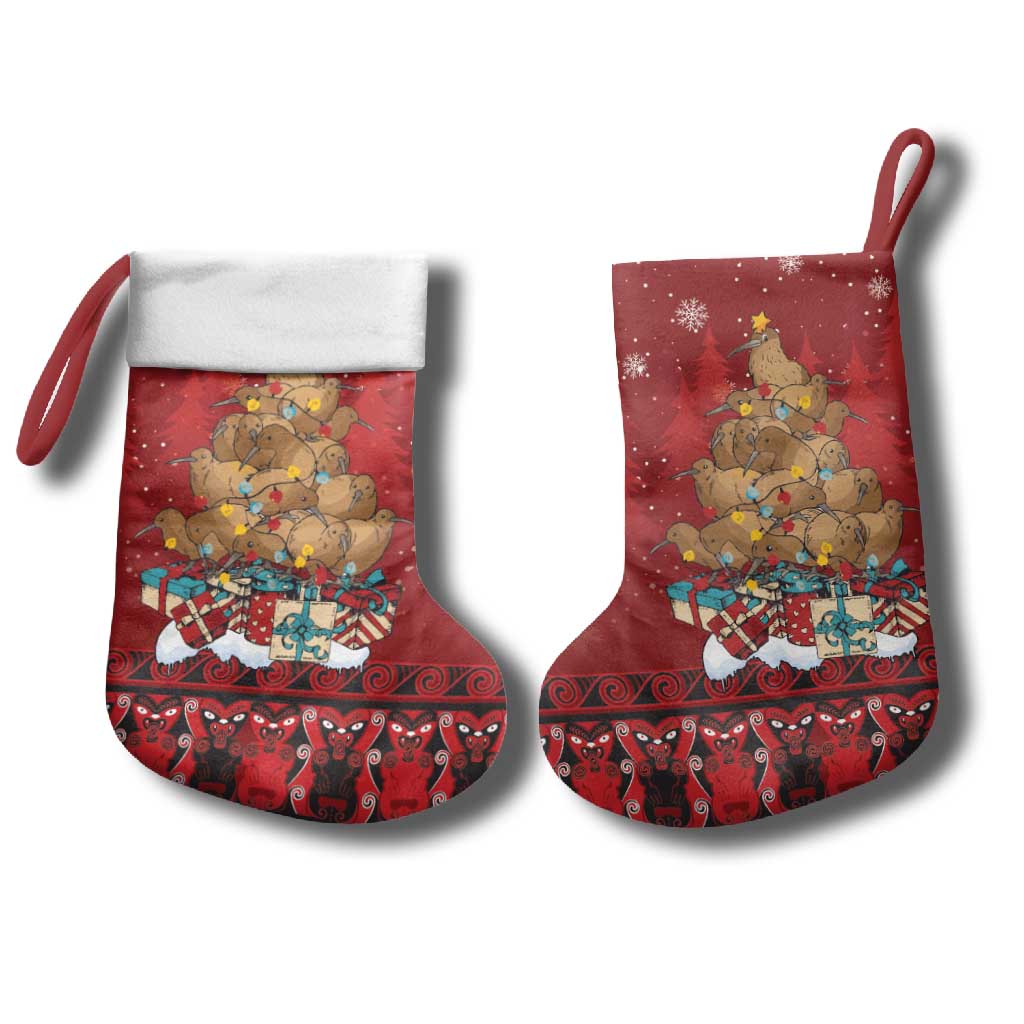 Funny Kiwi Bird Xmas Tree Christmas Stocking New Zealand Tribal Christmas Spirit - Aussie Hoodie