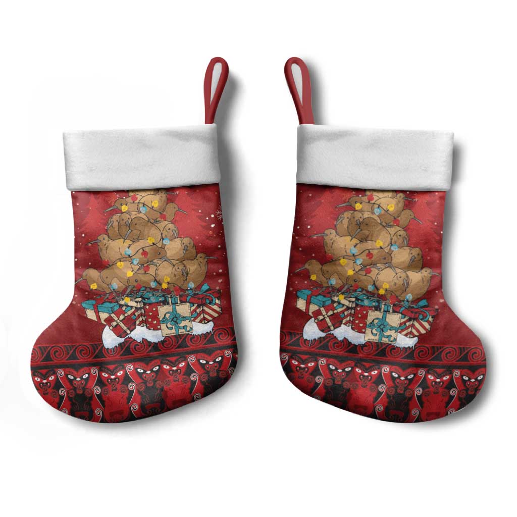 Funny Kiwi Bird Xmas Tree Christmas Stocking New Zealand Tribal Christmas Spirit - Aussie Hoodie