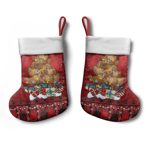 Funny Kiwi Bird Xmas Tree Christmas Stocking New Zealand Tribal Christmas Spirit - Aussie Hoodie