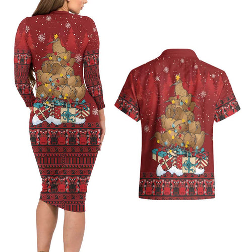 Funny Kiwi Bird Xmas Tree Couples Matching Long Sleeve Bodycon Dress and Hawaiian Shirt New Zealand Tribal Christmas Spirit - Aussie Hoodie