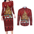 Funny Kiwi Bird Xmas Tree Couples Matching Long Sleeve Bodycon Dress and Long Sleeve Button Shirt New Zealand Tribal Christmas Spirit - Aussie Hoodie