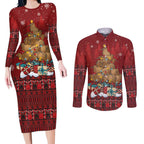 Funny Kiwi Bird Xmas Tree Couples Matching Long Sleeve Bodycon Dress and Long Sleeve Button Shirt New Zealand Tribal Christmas Spirit - Aussie Hoodie