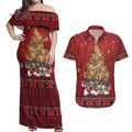 Funny Kiwi Bird Xmas Tree Couples Matching Off Shoulder Maxi Dress and Hawaiian Shirt New Zealand Tribal Christmas Spirit - Aussie Hoodie