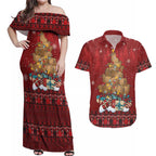 Funny Kiwi Bird Xmas Tree Couples Matching Off Shoulder Maxi Dress and Hawaiian Shirt New Zealand Tribal Christmas Spirit - Aussie Hoodie