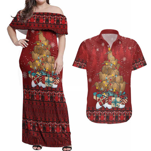 Funny Kiwi Bird Xmas Tree Couples Matching Off Shoulder Maxi Dress and Hawaiian Shirt New Zealand Tribal Christmas Spirit - Aussie Hoodie