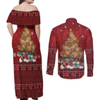 Funny Kiwi Bird Xmas Tree Couples Matching Off Shoulder Maxi Dress and Long Sleeve Button Shirt New Zealand Tribal Christmas Spirit - Aussie Hoodie