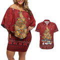 Funny Kiwi Bird Xmas Tree Couples Matching Off Shoulder Short Dress and Hawaiian Shirt New Zealand Tribal Christmas Spirit - Aussie Hoodie