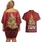 Funny Kiwi Bird Xmas Tree Couples Matching Off Shoulder Short Dress and Hawaiian Shirt New Zealand Tribal Christmas Spirit - Aussie Hoodie