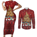 Funny Kiwi Bird Xmas Tree Couples Matching Short Sleeve Bodycon Dress and Long Sleeve Button Shirt New Zealand Tribal Christmas Spirit - Aussie Hoodie