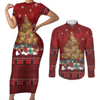 Funny Kiwi Bird Xmas Tree Couples Matching Short Sleeve Bodycon Dress and Long Sleeve Button Shirt New Zealand Tribal Christmas Spirit - Aussie Hoodie