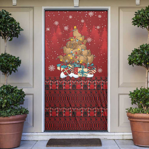 Funny Kiwi Bird Xmas Tree Door Cover New Zealand Tribal Christmas Spirit - Aussie Hoodie