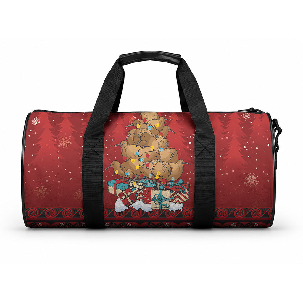 Funny Kiwi Bird Xmas Tree Duffle Bag New Zealand Tribal Christmas Spirit