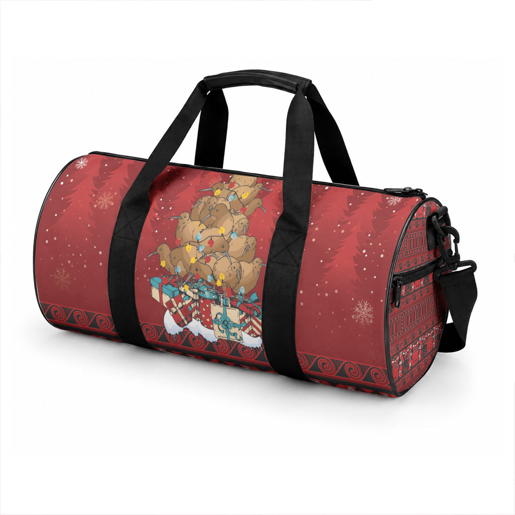 Funny Kiwi Bird Xmas Tree Duffle Bag New Zealand Tribal Christmas Spirit