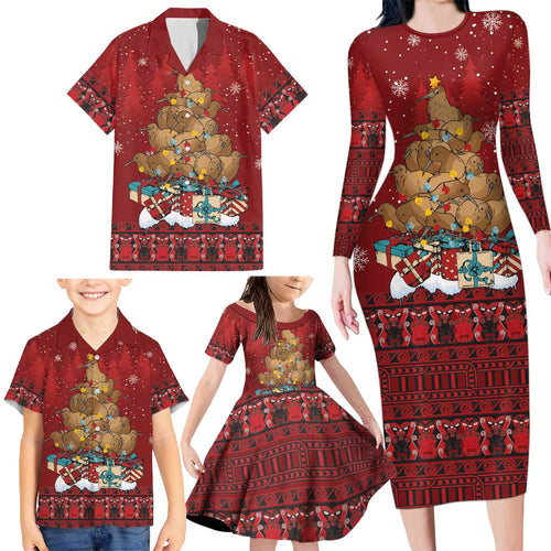Funny Kiwi Bird Xmas Tree Family Matching Long Sleeve Bodycon Dress and Hawaiian Shirt New Zealand Tribal Christmas Spirit - Aussie Hoodie