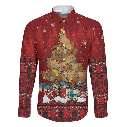 Funny Kiwi Bird Xmas Tree Family Matching Long Sleeve Bodycon Dress and Hawaiian Shirt New Zealand Tribal Christmas Spirit - Aussie Hoodie