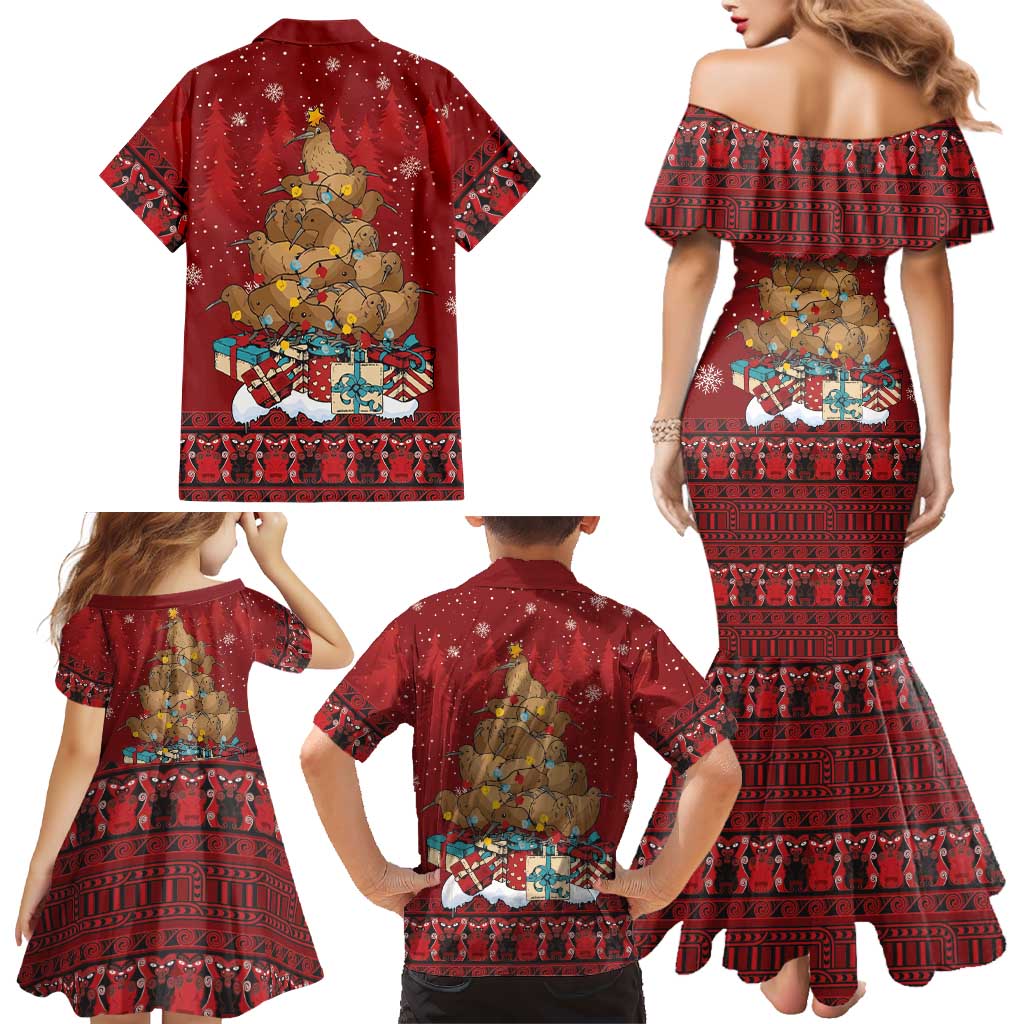 Funny Kiwi Bird Xmas Tree Family Matching Mermaid Dress and Hawaiian Shirt New Zealand Tribal Christmas Spirit - Aussie Hoodie